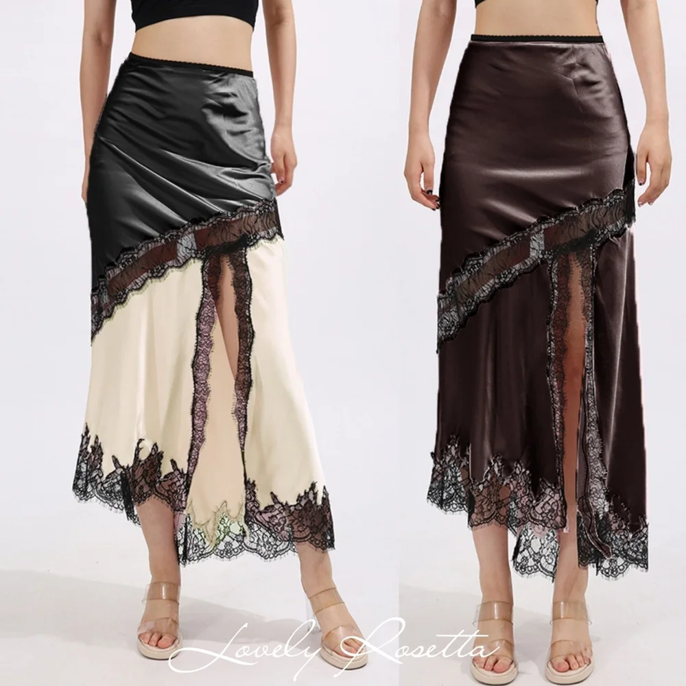 Elegant Black and Cream Lace Trim Skirt - Picture 5 of 8